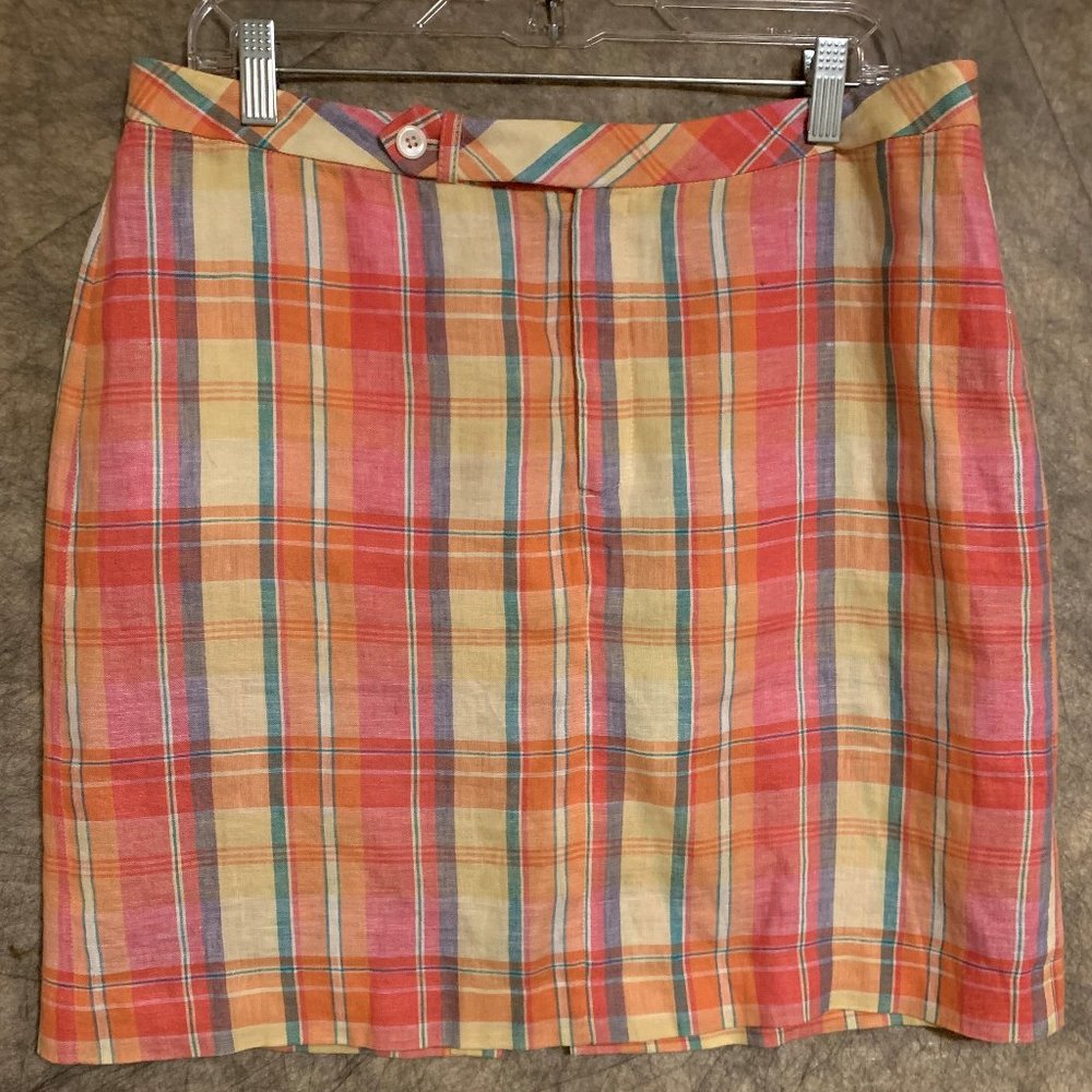 Orange plaid mini skirt